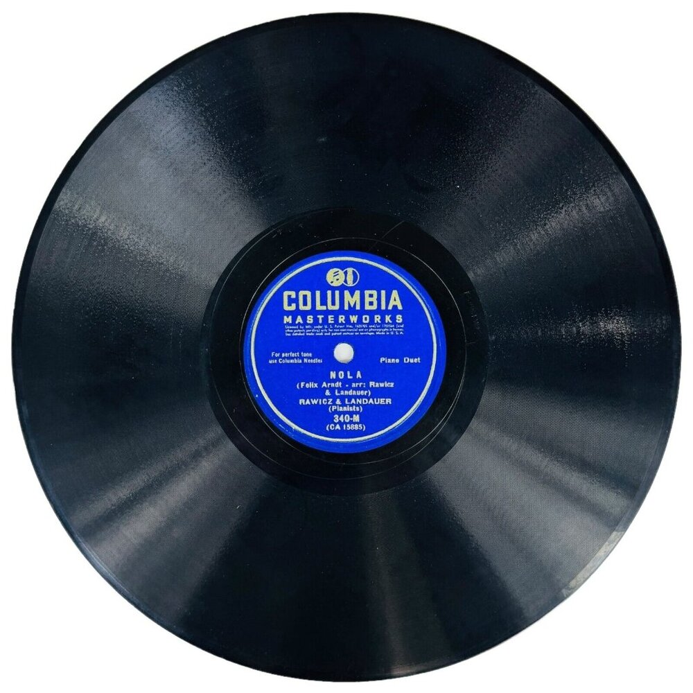 Rawicz & Landauer Nola 10" Shellac Columbia 340-M 78 RPM Piano Duos